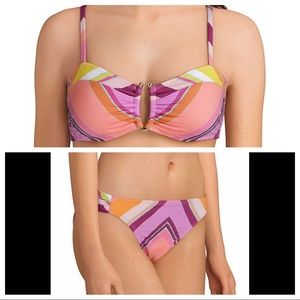 Gibson Latimer Chevron U-wire Bandeau Bikini set M
